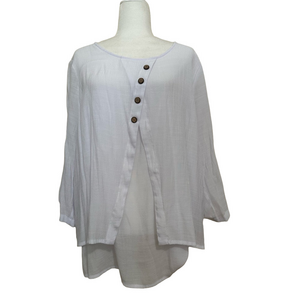 Rachel Cole Layered White Tunic Top 3/4 Sleeves